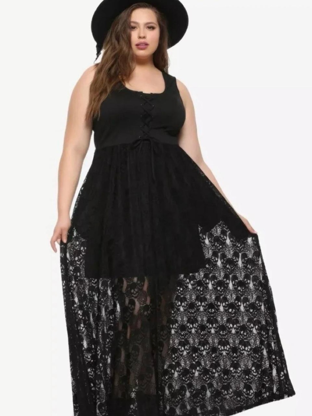 Hot Topic Black Lace High-Low Maxi Dress